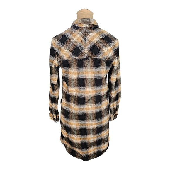 Roots Black Brown Plaid Collared Mini Dress Sz S - Picture 5 of 10